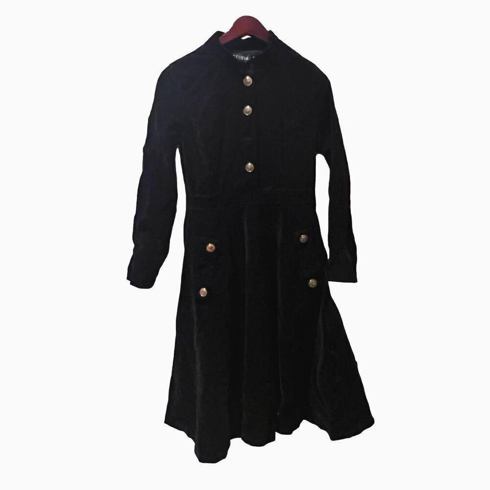 FeiInVan Velvet Midi Dress Small Black Button Up Cosplay Costume Anime Character - Picture 2 of 9